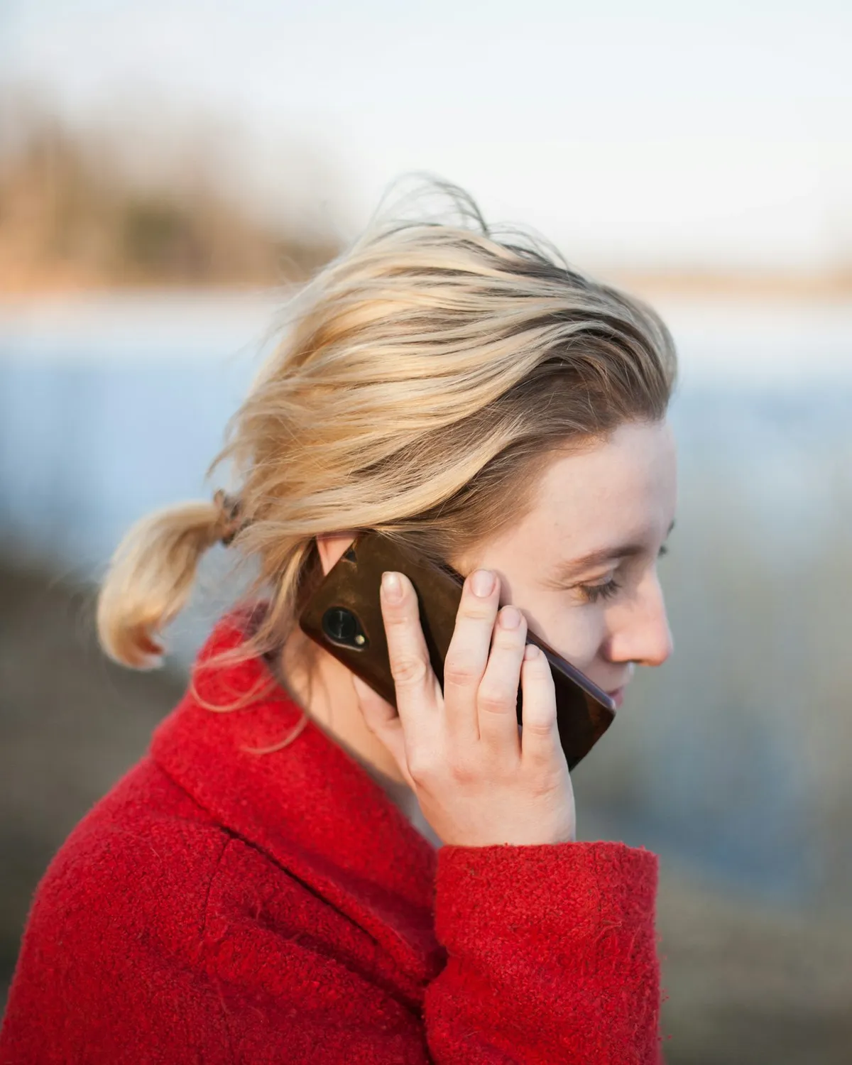 A woman talking on her phone